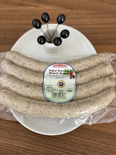 Thüringer Bärlauch Bratwurst 110g.- 1,00€ pro Stück (4 Stück im Paket)
